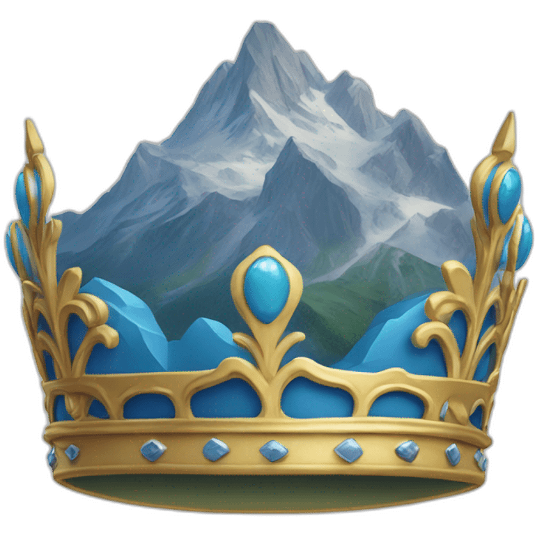 une montagne avec une couronne bleu emoji