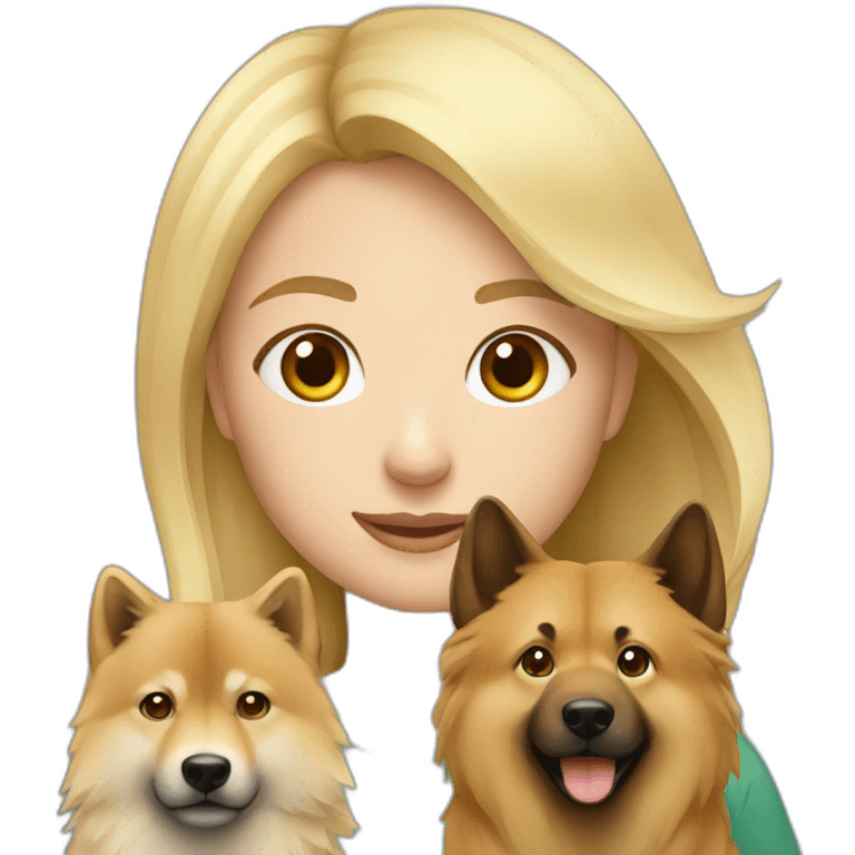 Blonde girl with eurasier emoji