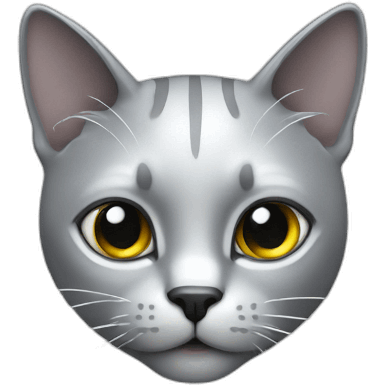 metallic cat silver grey emoji