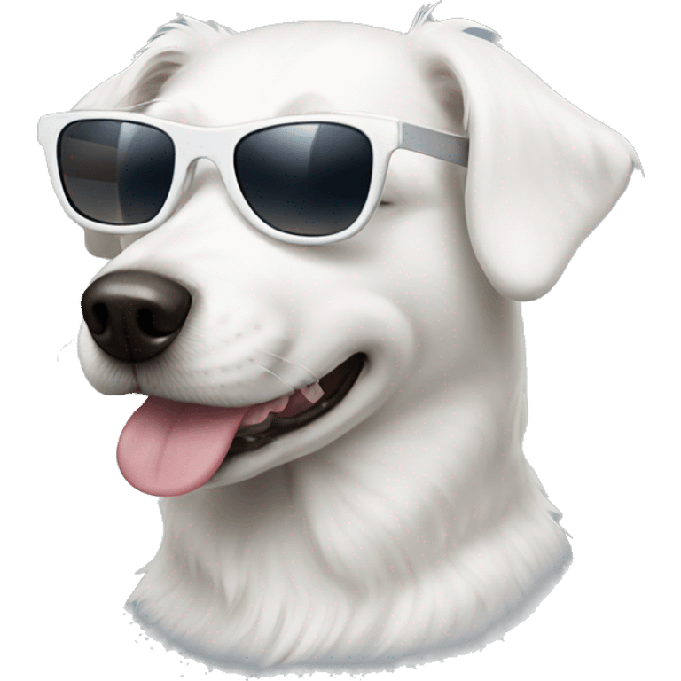 white dog with sunglasses emoji