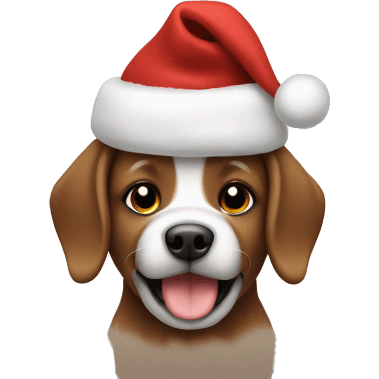 Generate a cute brown Christmas dog emoji