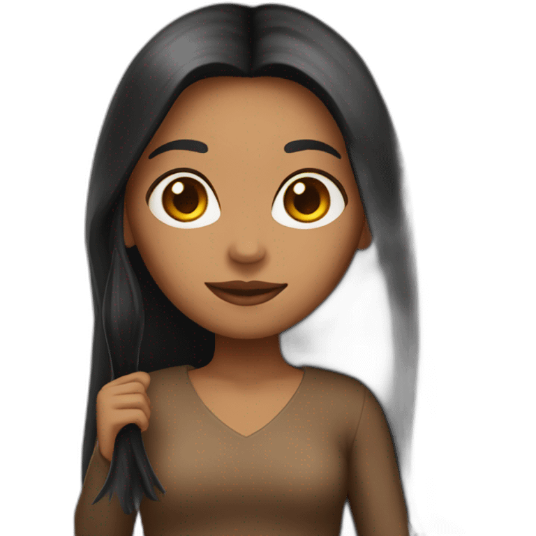 brown woman holding a star wand long black straight hair full length emoji