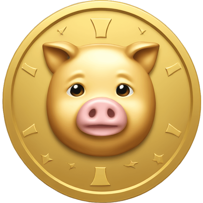 Gold coin with gold pig face symbol emoji