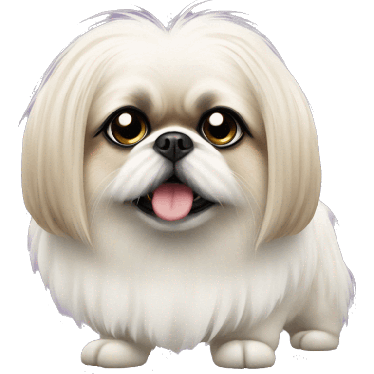 White Pekingese wearing tutu emoji