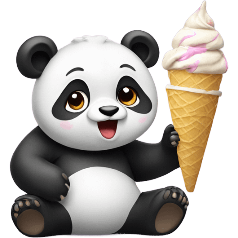 Panda eating ice cream emoji