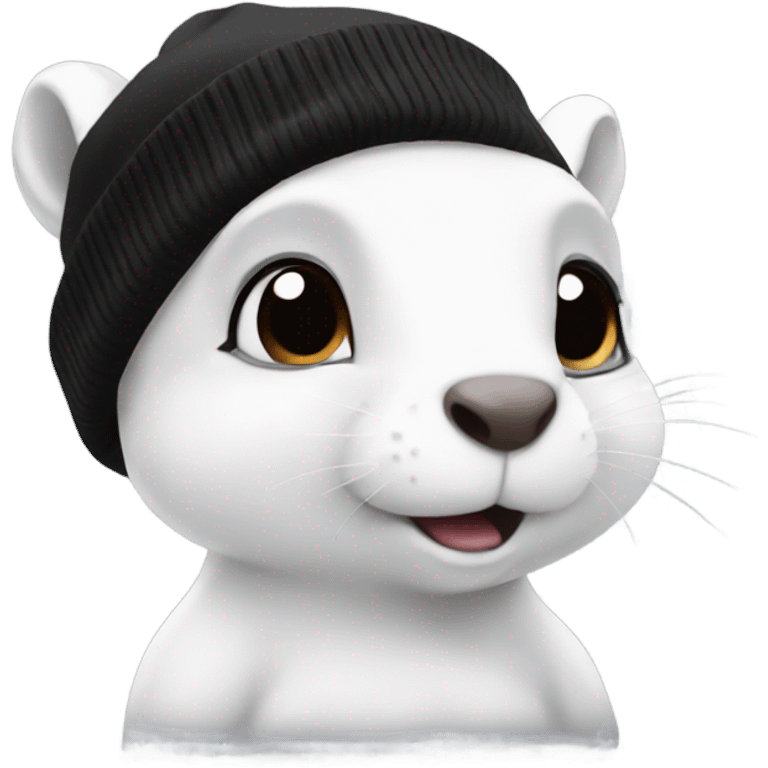 White squirrel with black beanie emoji