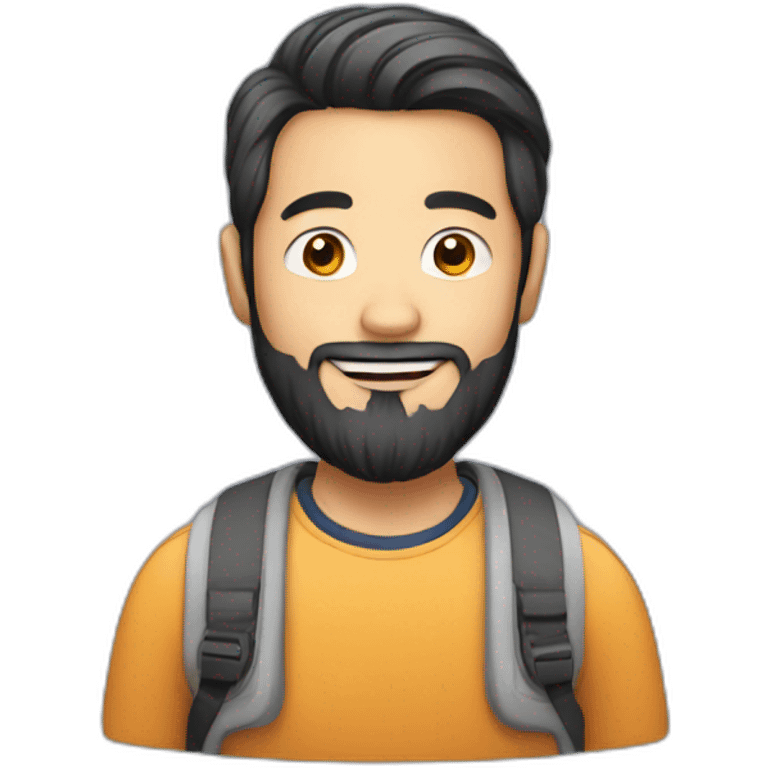 A bearded Asian man with laptop emoji