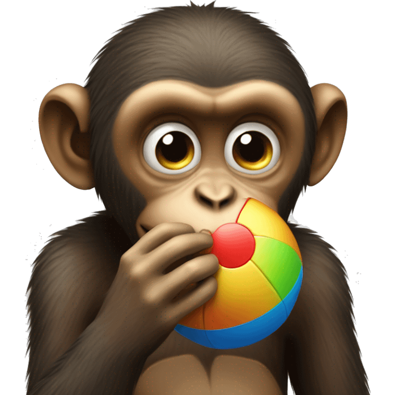 Sad and crying monkey with beach ball emoji