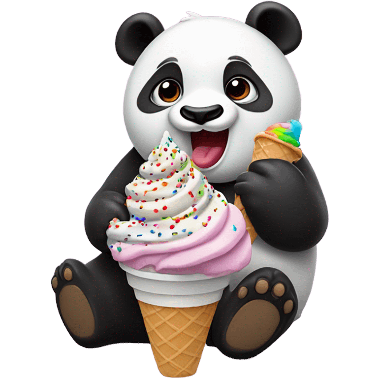 Panda eating ice cream emoji