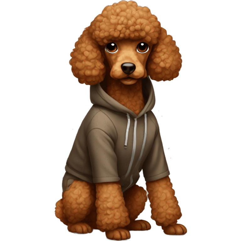 Brown poodle wearing a hoodie emoji