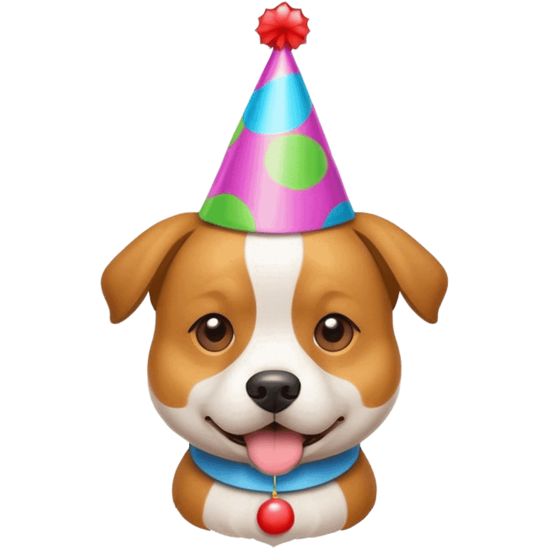 Dog with hat dancing on party emoji