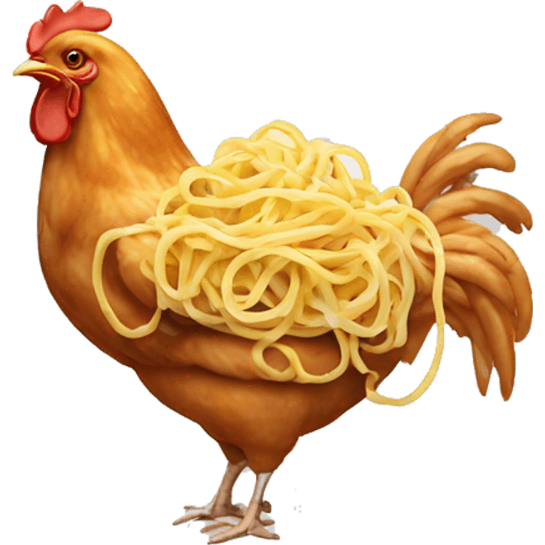 Chicken eating fettuccine emoji