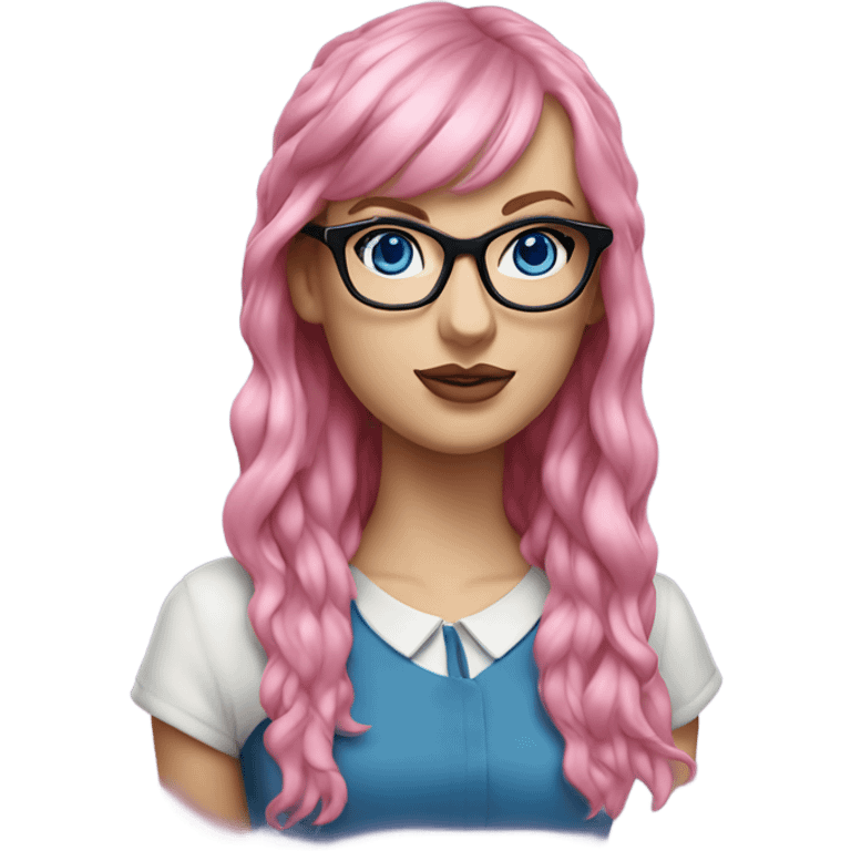 Hyper Realistic Taylor Swift blue eyes and glasses with pink hair  emoji