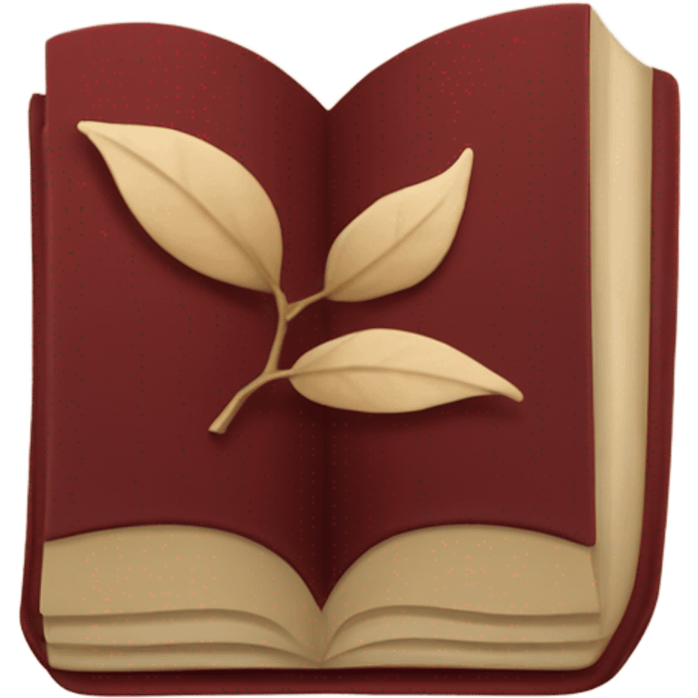 Dark red book open with leaves in beige  emoji