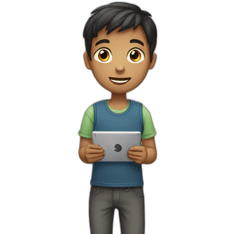 a boy with tablet emoji