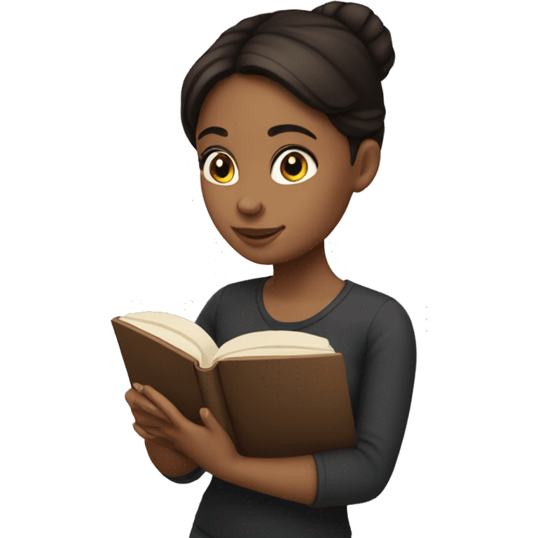 brunette girl reading a book in her hands emoji