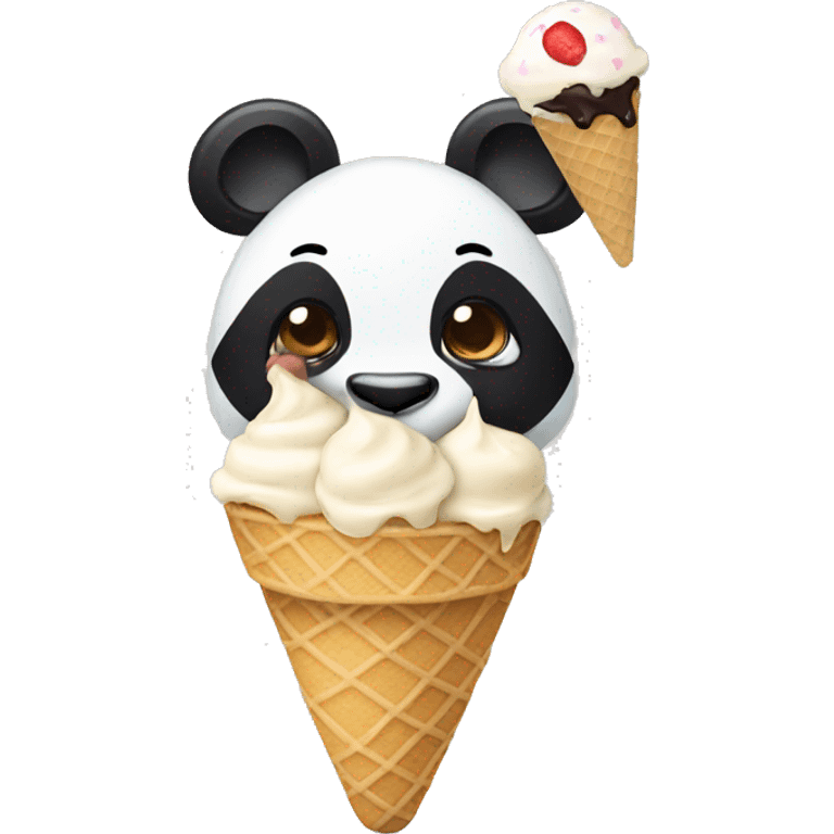 Panda eating ice cream emoji