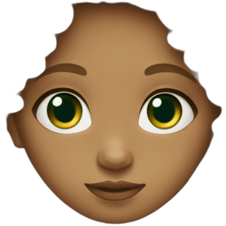 girl with round face curly hair and green eyes emoji