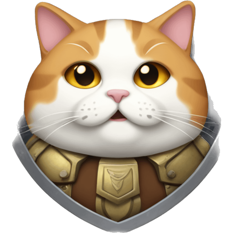 Fat calico cat with a shield  emoji