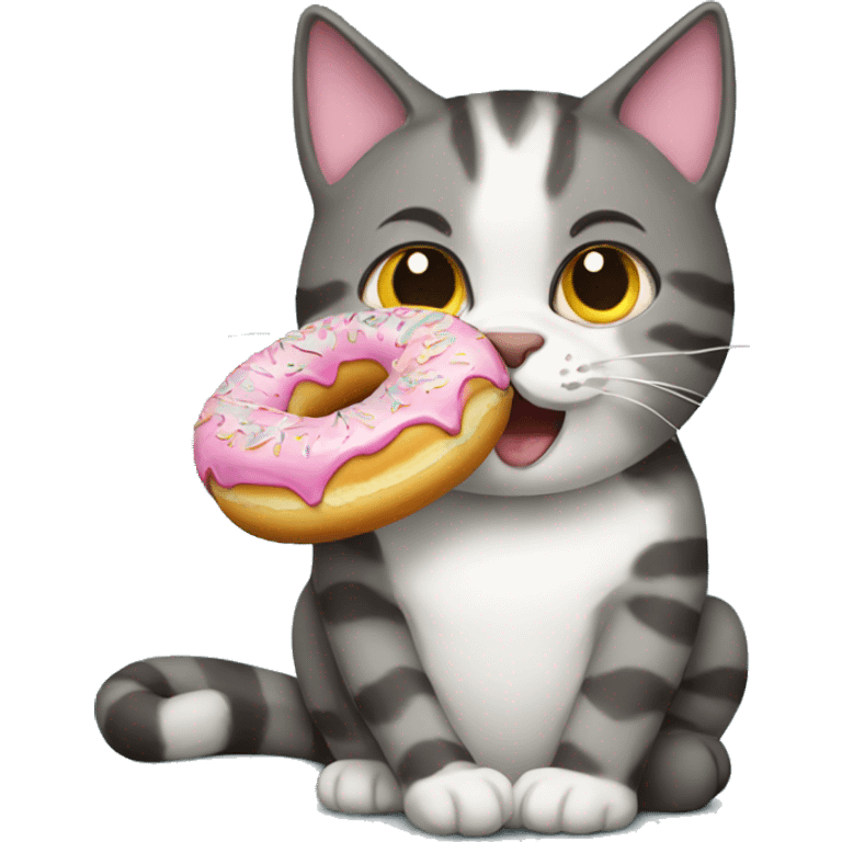 Cat eating donut emoji