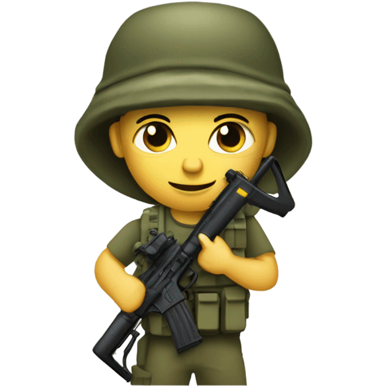 recon marine with M16 rifle and soft camo jungle hat  emoji