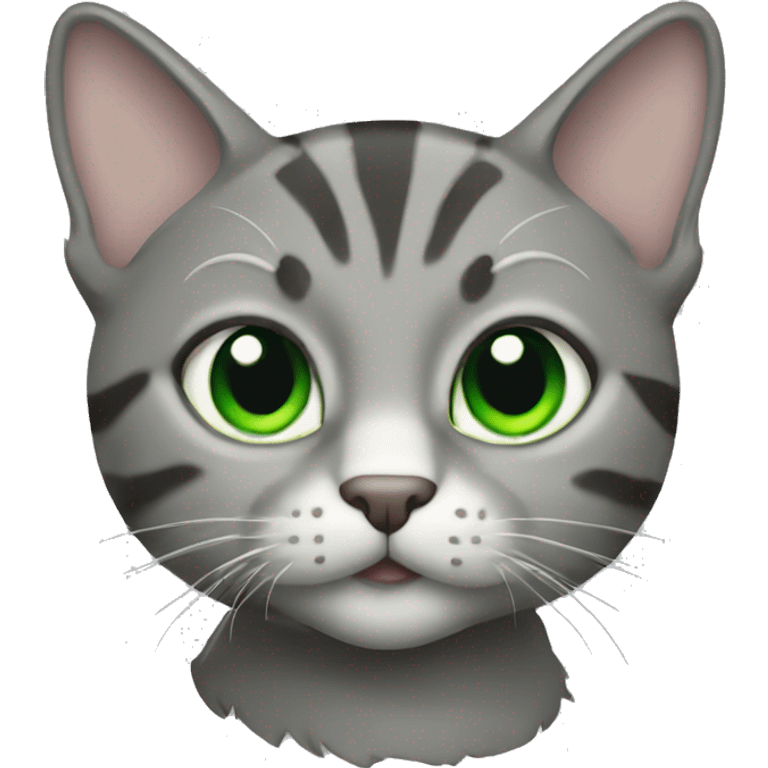 Grey tabby cat with green eyes emoji