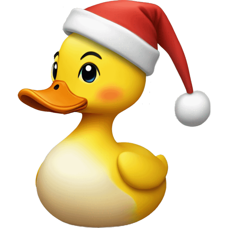 Yellow Duck with santa hat emoji