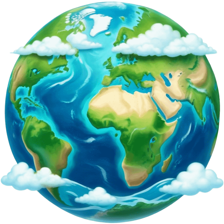 Cinematic Realistic Earth, depicted with vibrant blue oceans, clouds, and lush green continents rendered in exquisite detail, high shine, and a soft radiant glow that captures the dynamic, life-sustaining beauty of our home planet. emoji