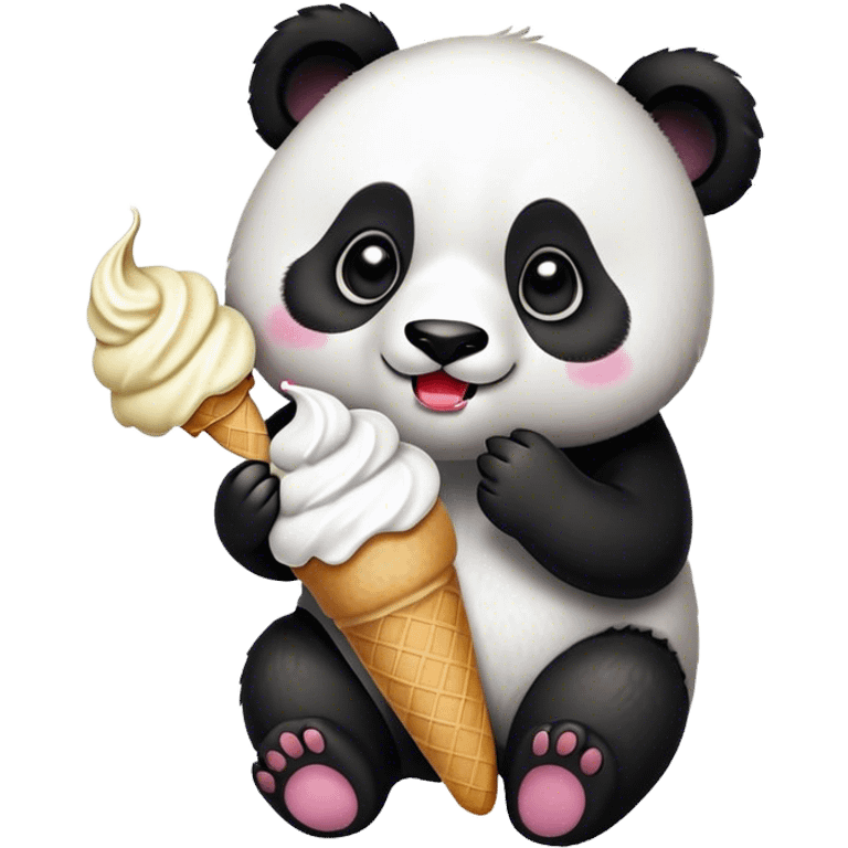 Panda eating ice cream emoji