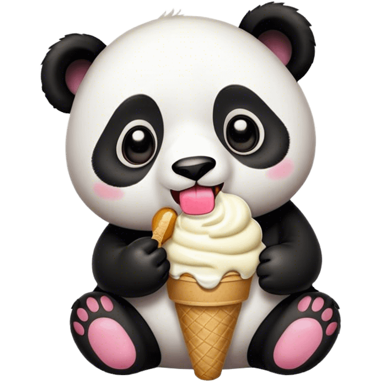 Panda eating ice cream emoji