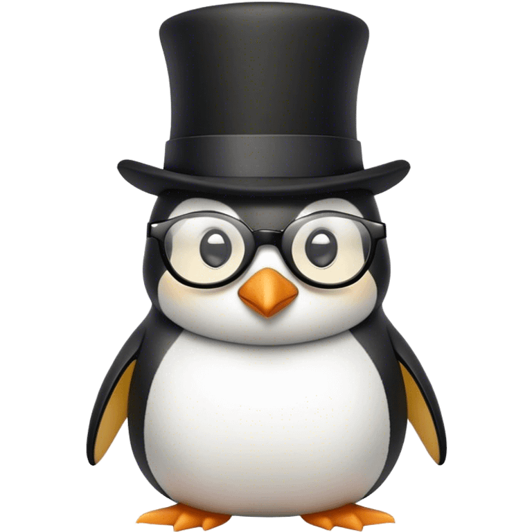 penguin with top hat and glasses emoji