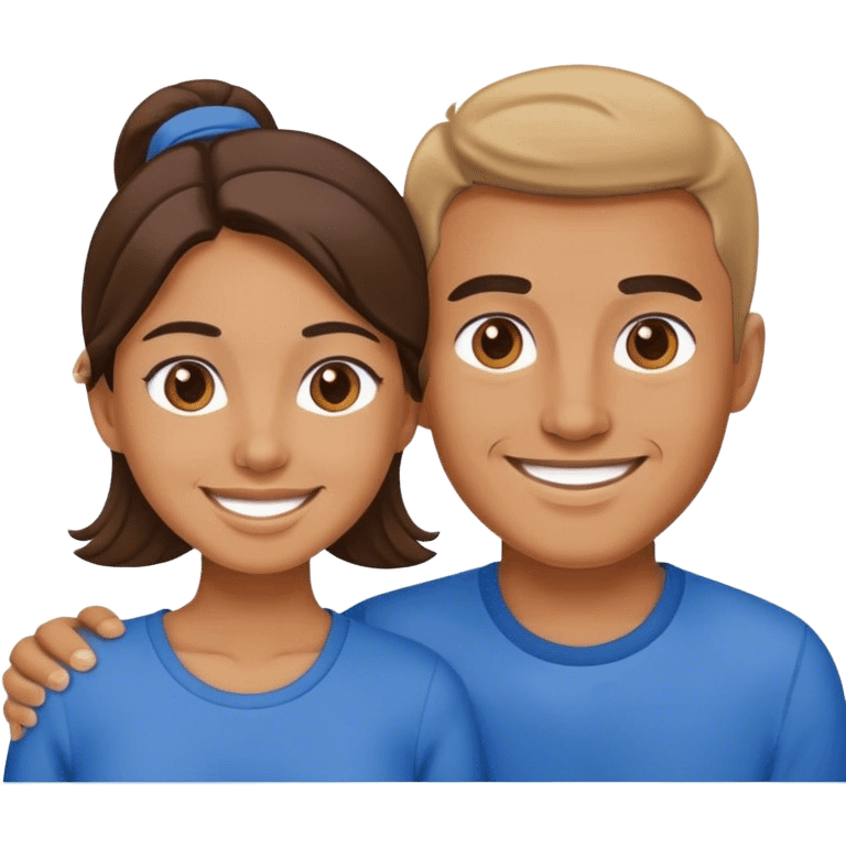 smiling couple in blue emoji