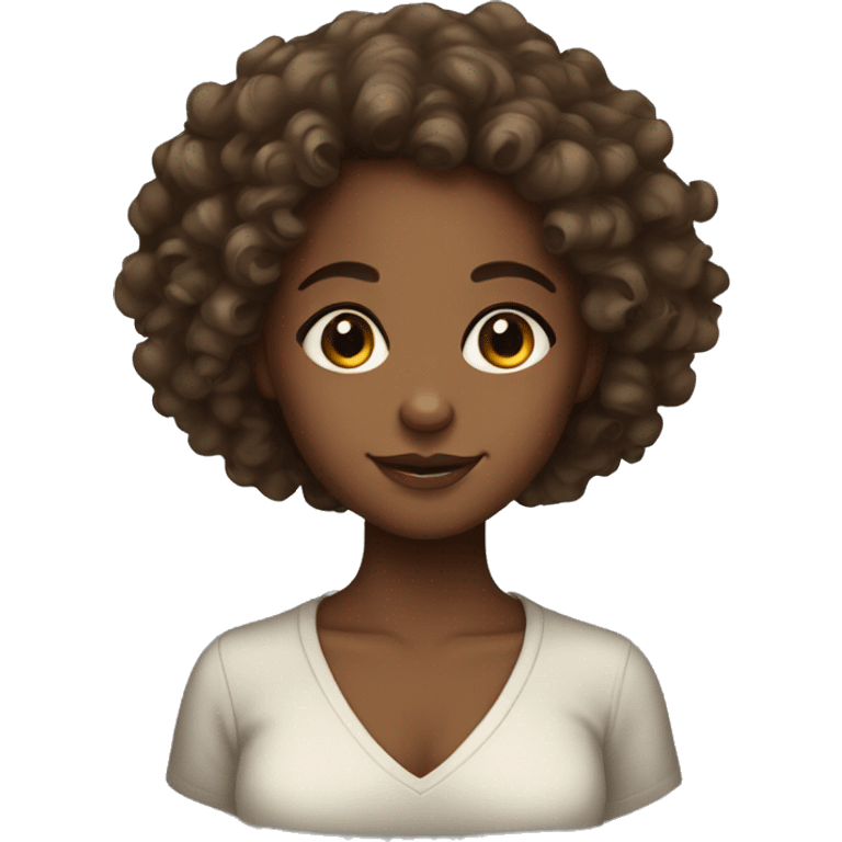 Brown skin girl with curly hair  emoji