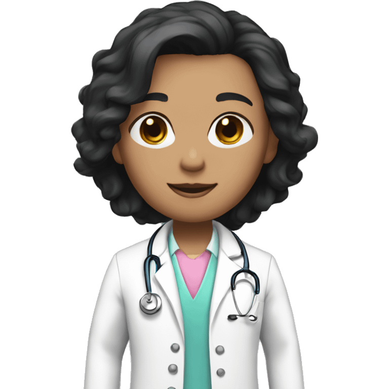 doctor dark black hair  pink undershirt with white coat emoji