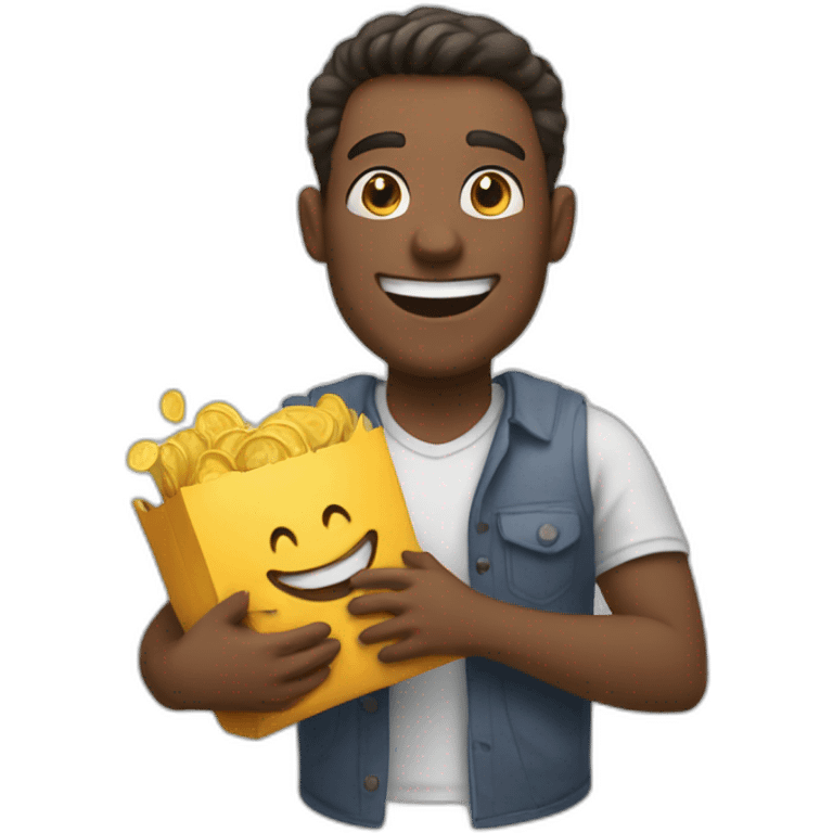 a joyful guy makes a purchase emoji