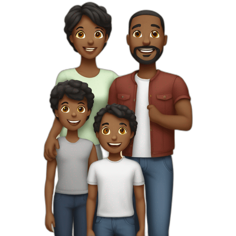 a loving black family of 5 with 2 teen sons and 1 young son emoji