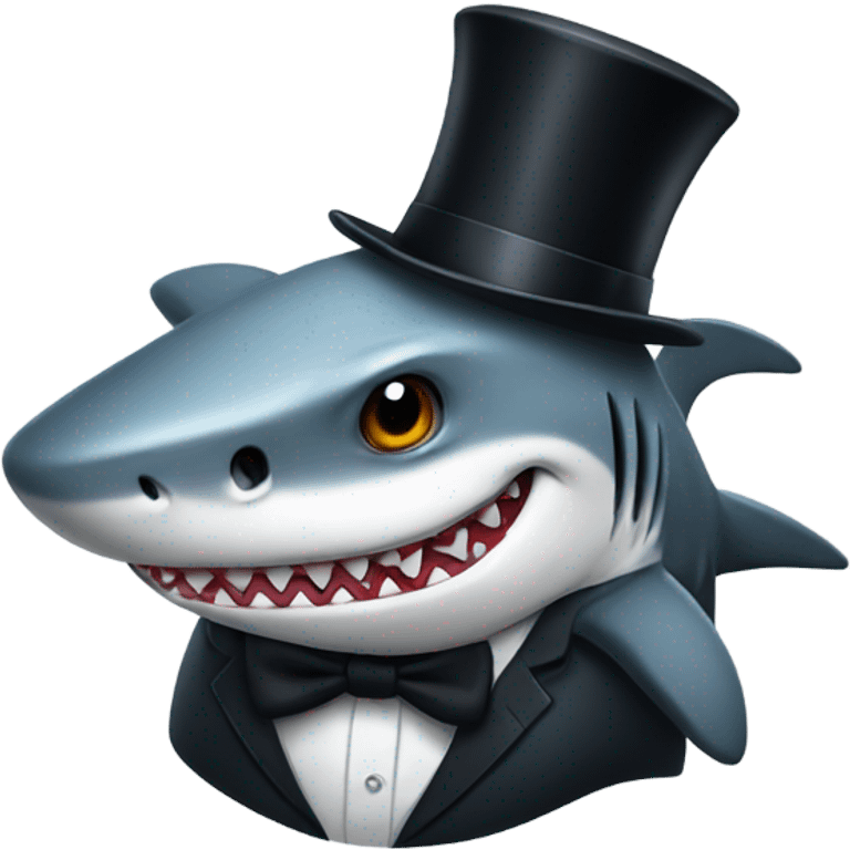 Shark with a top hat emoji