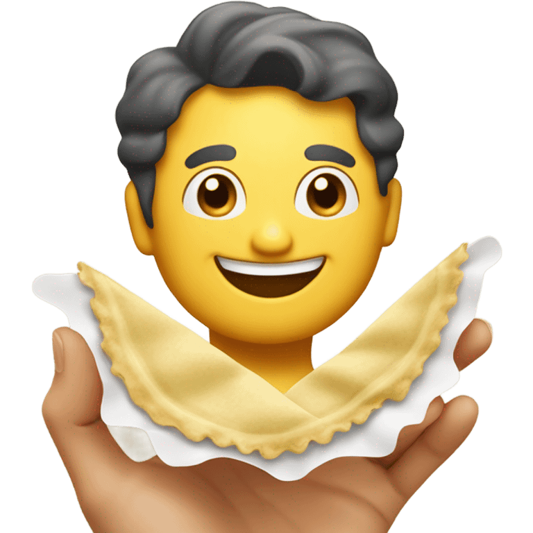 Ravioli that has a smile emoji