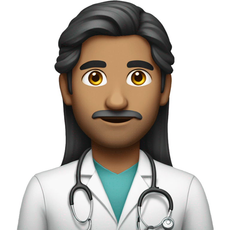 Long dark hair Indian doctor emoji