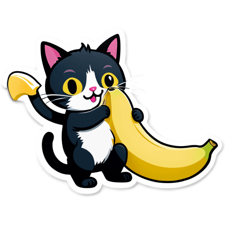 Cat eat banana  emoji