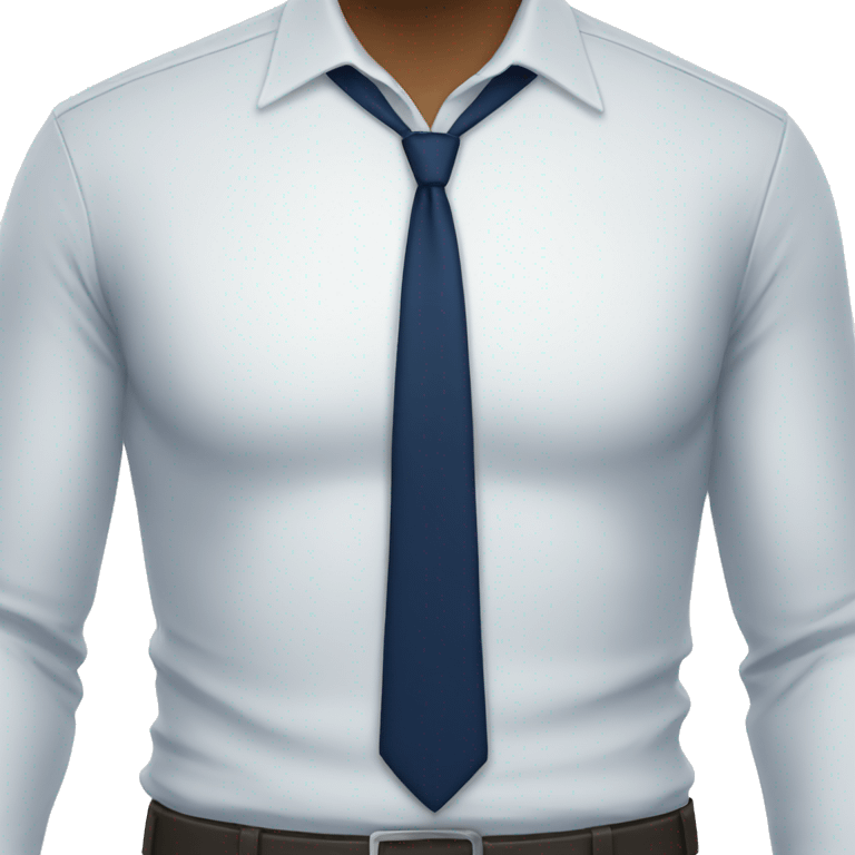 A modern man white shirt and  navy blue tie showing one emoji