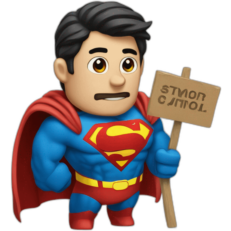 Superman con un cartel emoji