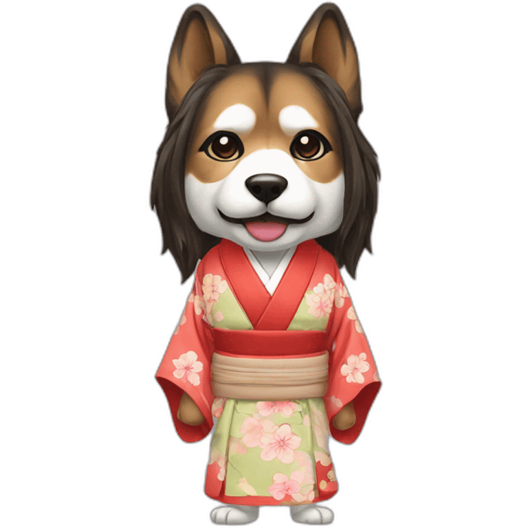 hot-guy-noh-dog-mask-longhair-japanese-kimono emoji