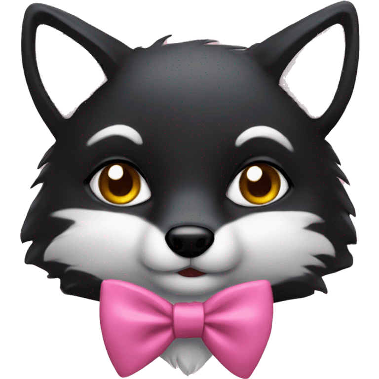 black fox with pink bow tie emoji