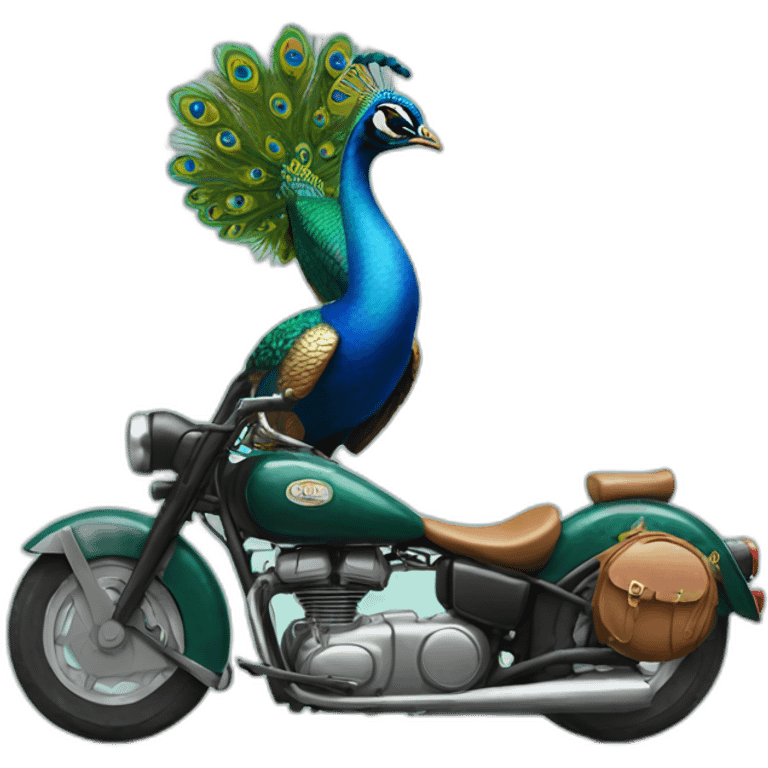 peacock on a motorcycle emoji