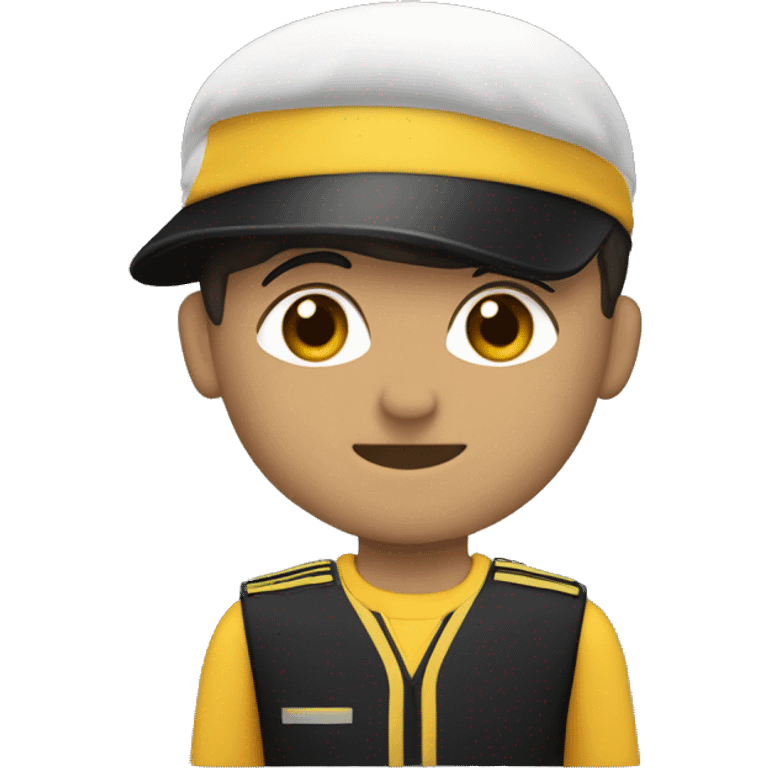 fonoaudióloga pelo claro uniforme negro emoji