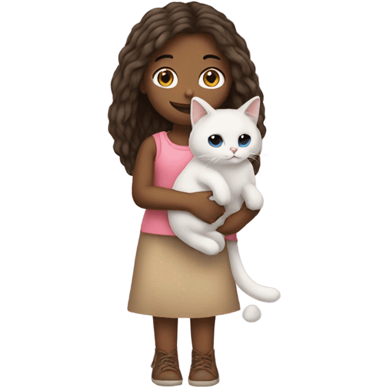 A girl holding a ragdoll cat emoji