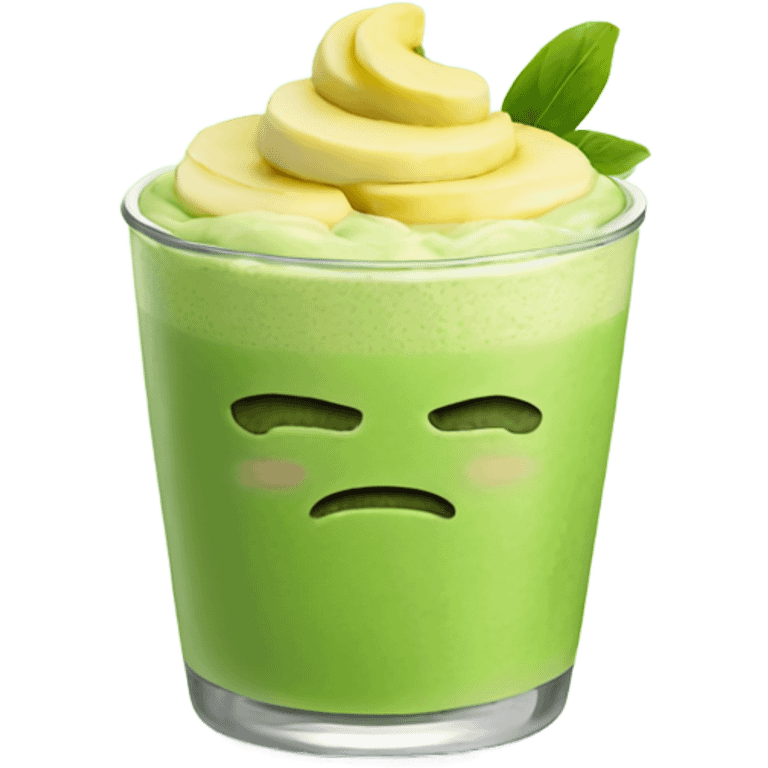 Matcha with banana pudding on top emoji