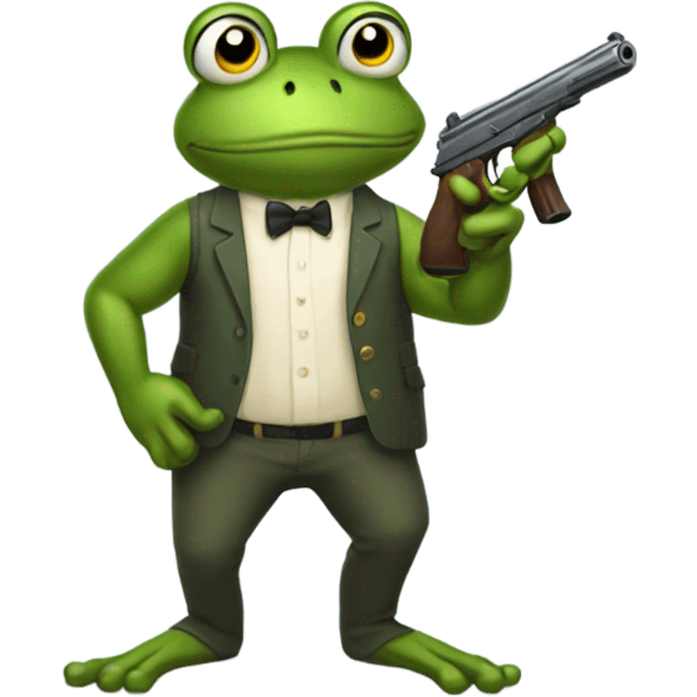 Frog holding a gun emoji