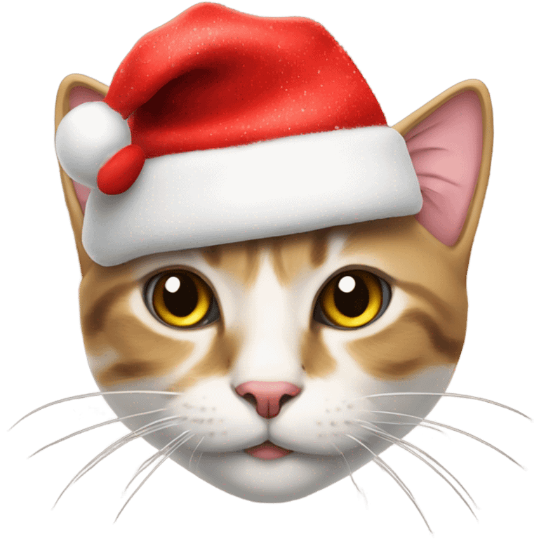 cat with christmas hat and heart emoji